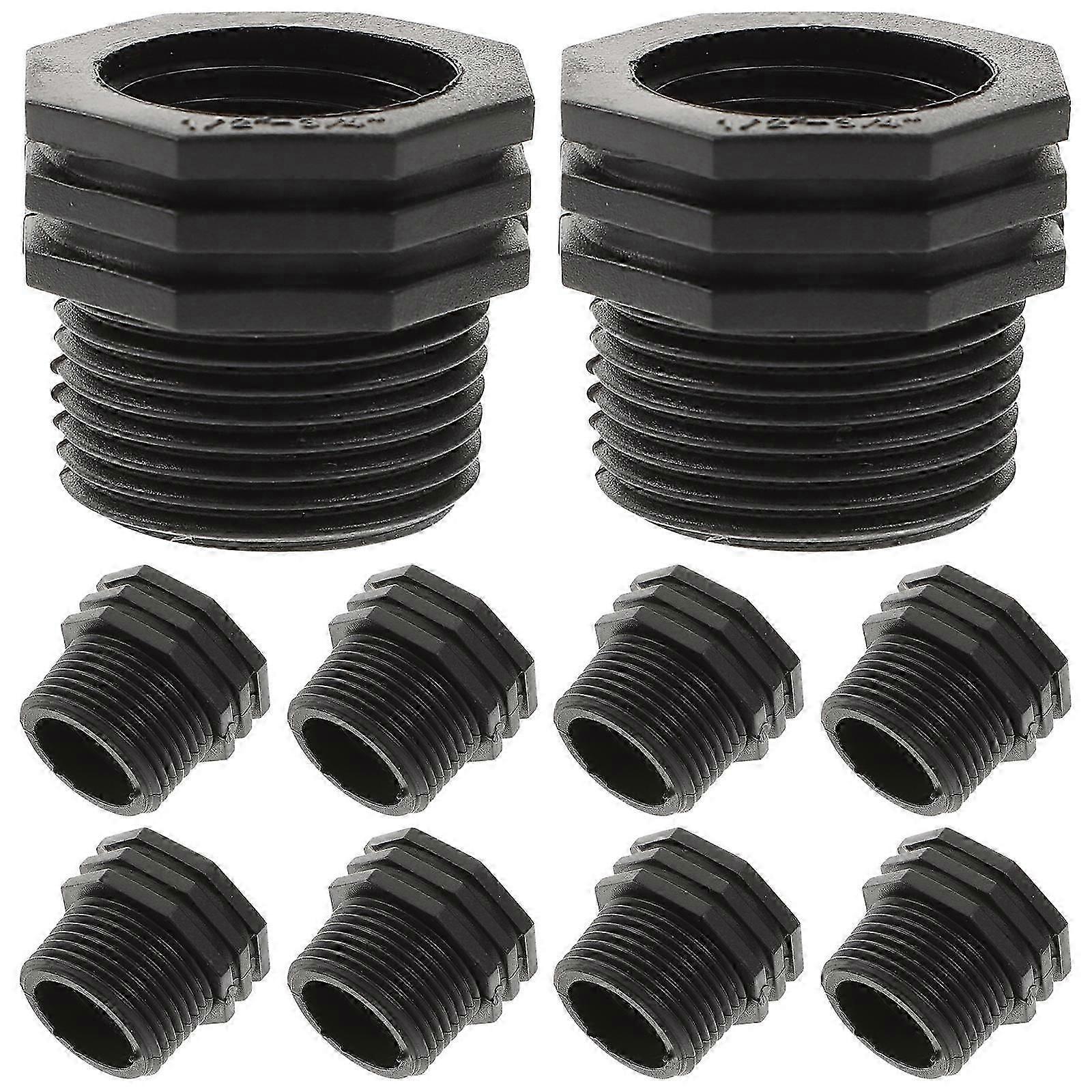Black Threaded Bulkhead Fitting Adapter for Water Tank 10Pcs