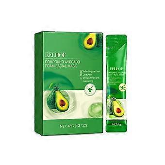 Avocado schuimmasker voor talgregulatie, diepe reiniging, poriënverfijning, verheldering en huidverzachting - 4 g x 12 stuks