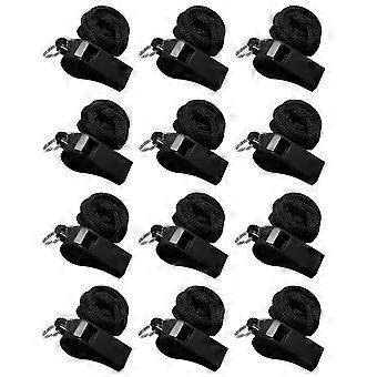 12pcs apitos esportivos coloridos com cordão som alto e nítido alto decibel tamanho compacto apitos portáteis do árbitro