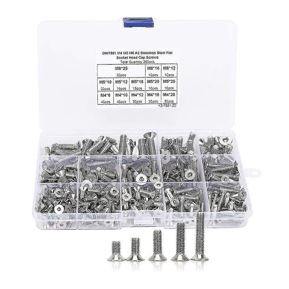 260pcs Hex Socket Head Cap Screws, M4 M5 M6