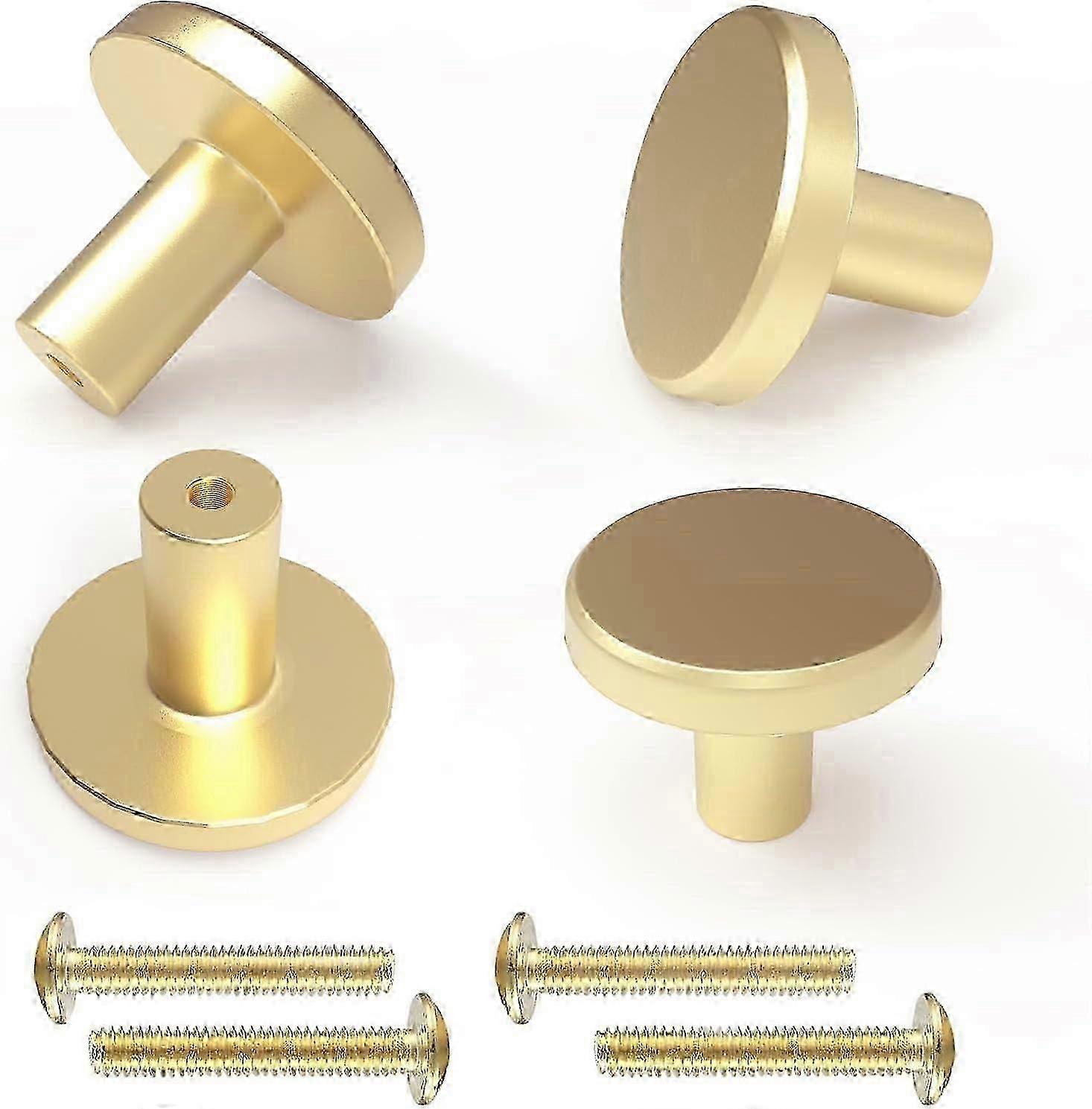 Brass Cabinet Knobs,Gold Round Solid Brass Drawer Knobs,28mm Diameter Single Hole Brass Door Knobs,Drawer Handles for Kitchen,Modern Cabinet Hardware