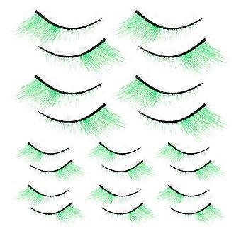 Green False Eyelashes for Holiday Makeup with Exaggerated Style 10Pairs