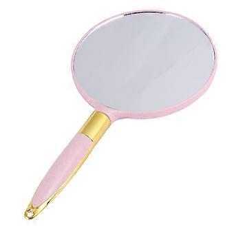 Round Vintage Makeup Mirror Handheld Cosmetic Mirror Portable Makeup Supplies Accessories for Women Female Pink (Color Difference)