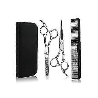 Professionelles 17 cm Haarschneide- und Effilierscheren-Set, 440C-Stahl, abgewinkelter Griff