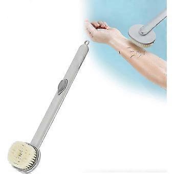 lange handvat vloeibare badborstel, multifunctionele afneembare rug lichaam bad douche spons scrubber borstels met handvat massager (grijs) (1 stuks)