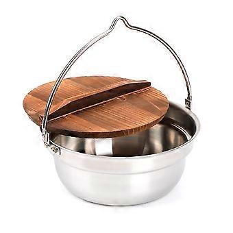 Pot with Wooden Lid Hanging Pot Resistant Cookware for Campers, Campfire,