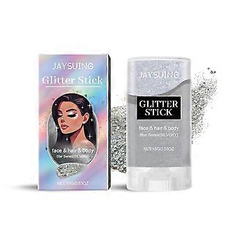 2pcs Glitter Stick, Silver Shimmer Body Face Hair Eye Makeup Accessory Party Dance Performance Use