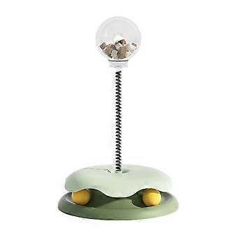 Cat Treat Dispenser Toy with Spring Transparent Food Bin Safe Interactive Cat Feeder Toy for Training Green