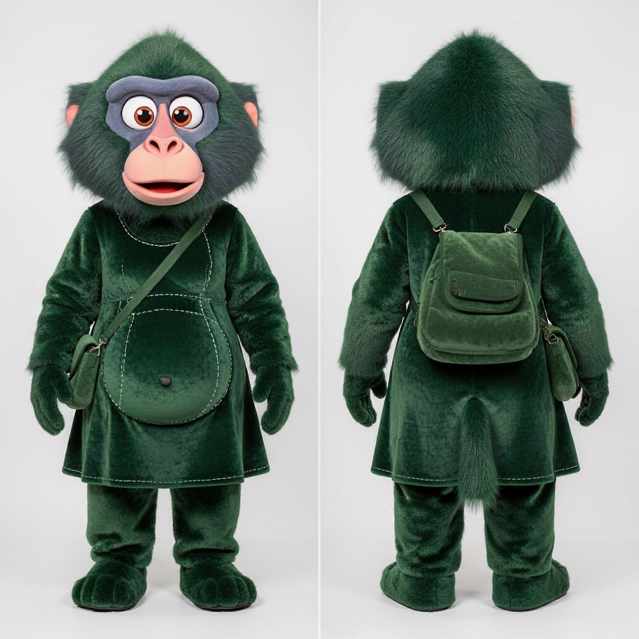 MASTICOT Forest Green Playful Baboon Mascot