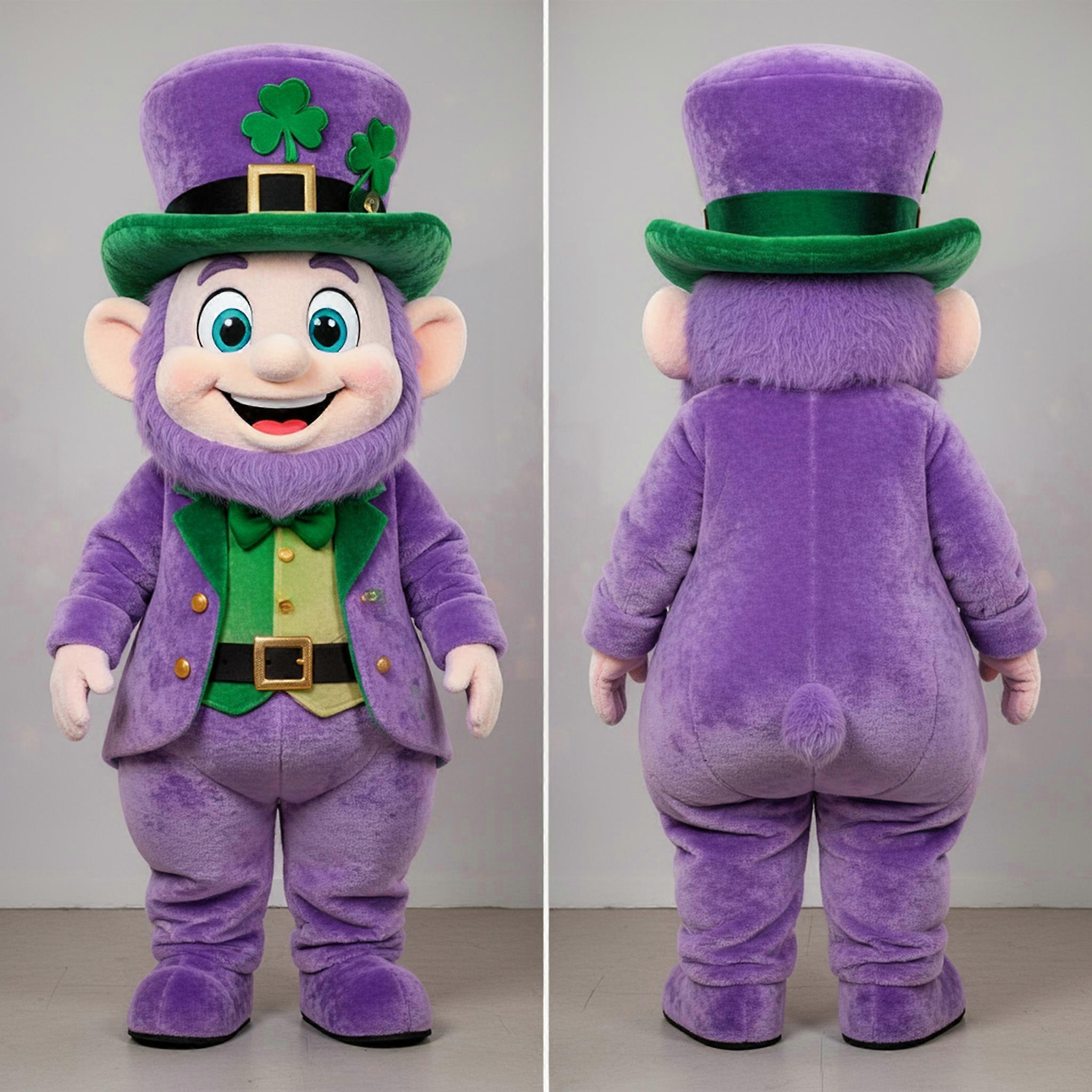 MASTICOT Lavender Cartoon Leprechaun Mascot