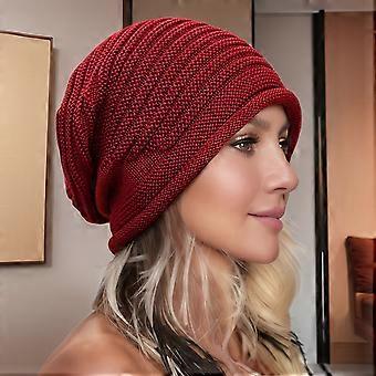 Unisex Double-Layer Striped Beanie Hat, Lightweight Warm Winter Knit Cap with Adjustable Buckle, Fitted Ski Outdoor Casual Headwear