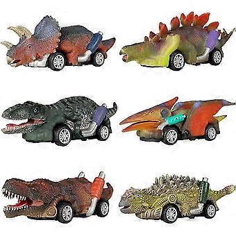 Dinosaur Pull Back Cars 6 Pack Mini Toy Race Cars for Toddlers Boys 3 4 5 Years Old