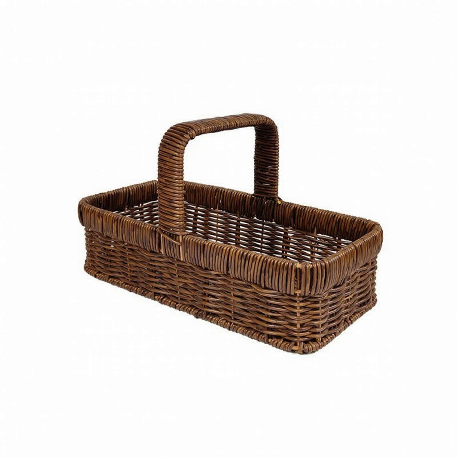 Hot Pot Ingredient Tray | Rectangular, Woven Basket with Handle, for Table
