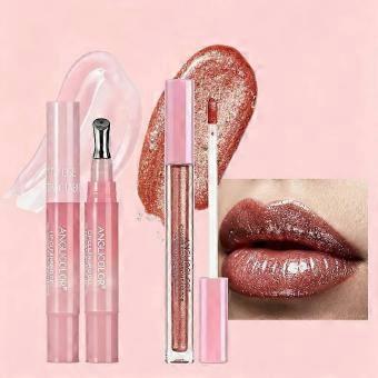 Chameleon lip gloss with 3D holographic shine, non-sticky texture, perfect for cyberpunk makeup looks.
