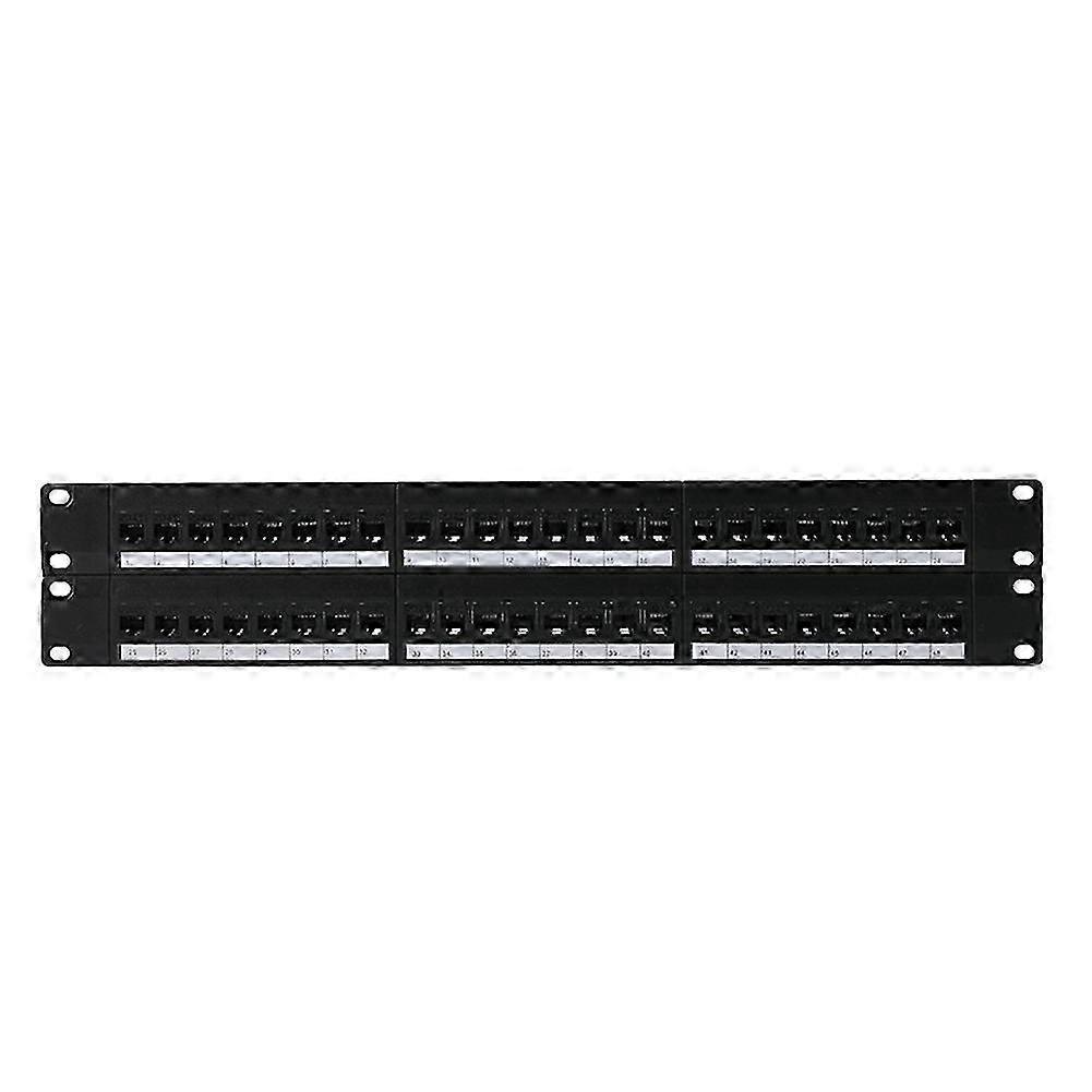 48-Port CAT6 Straight-Through Patch Panel Rack, RJ45 Ethernet Cable Jack Distribution Frame Electronic Accessory
