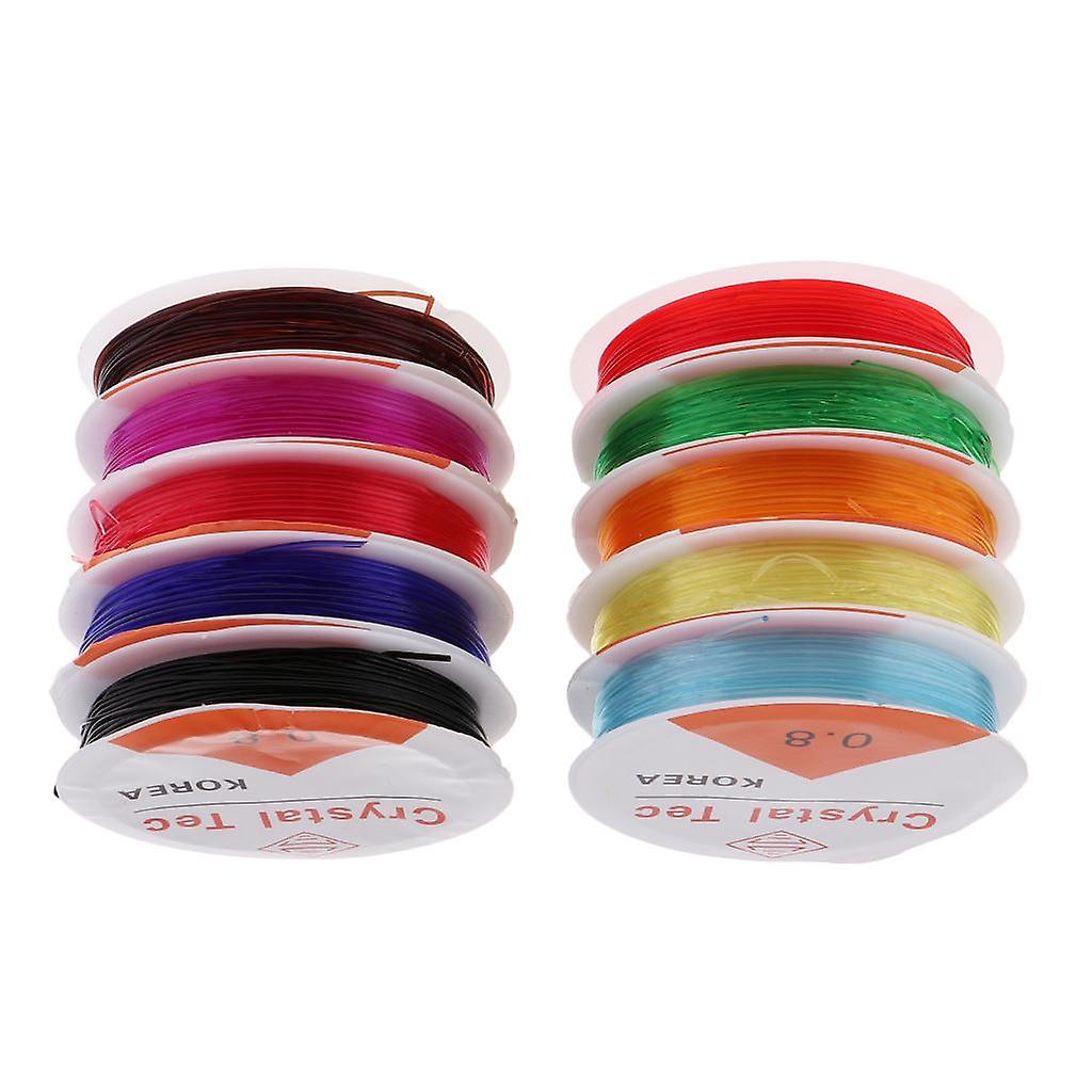 10 Pieces Clear Elastic Thread Cord for Jewelry Making Craft DIY(8m Each)