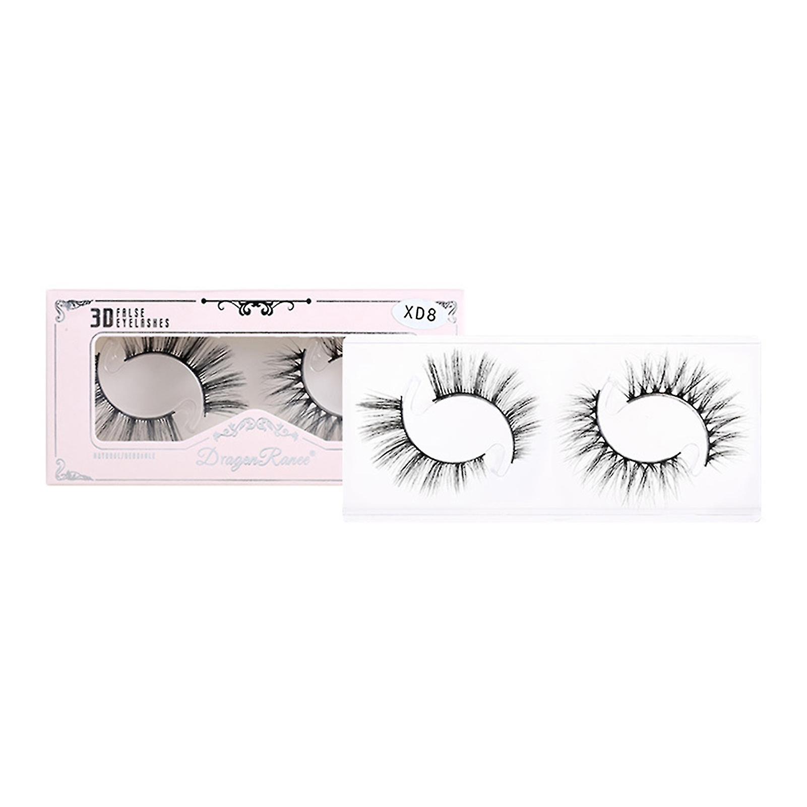 2 Pairs False Eyelashes Multilayered Bushy Curling Up Lashes