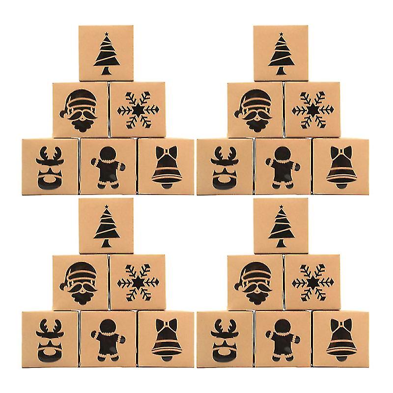 24pcs Biscuit Boxes Christmas Storage Boxes Cake Packing Boxes (assorted Color) @bugu