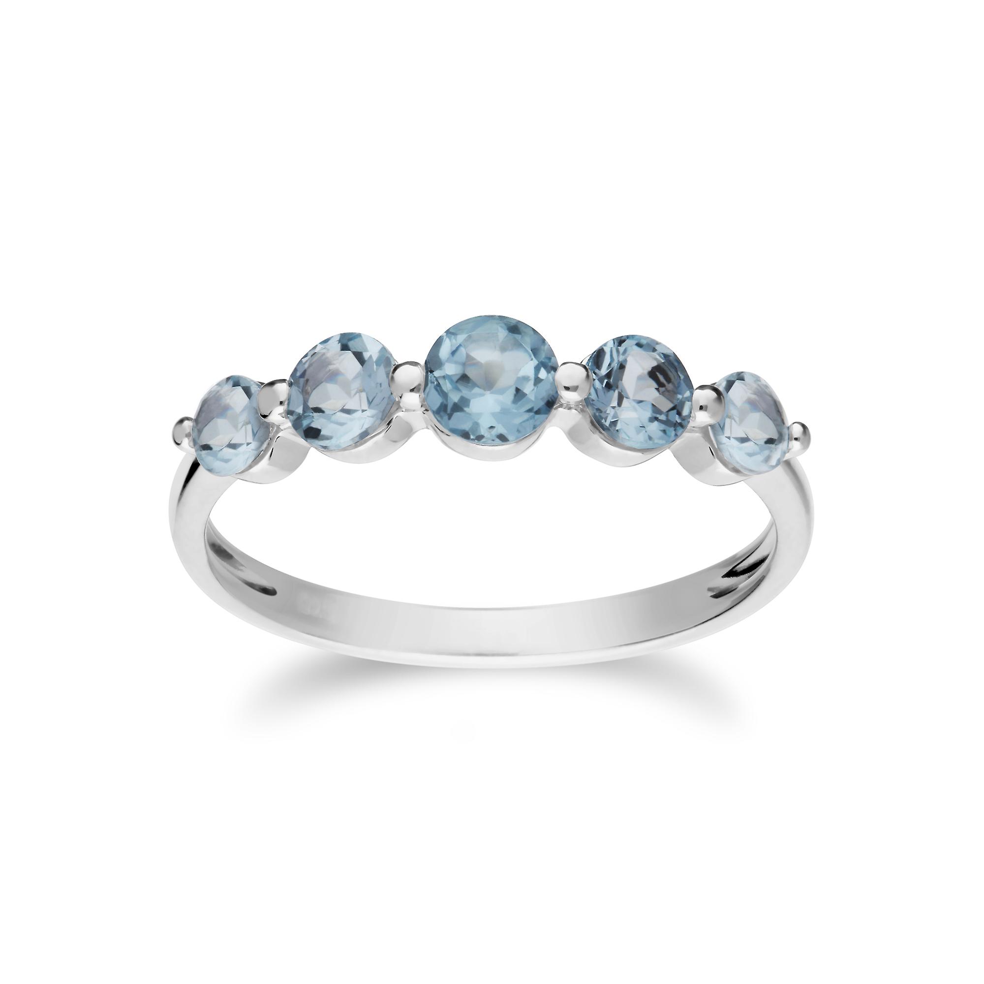 Essential Round Blue Topaz Five Stone Gradient Ring in 925 Sterling Silver 270R055901925