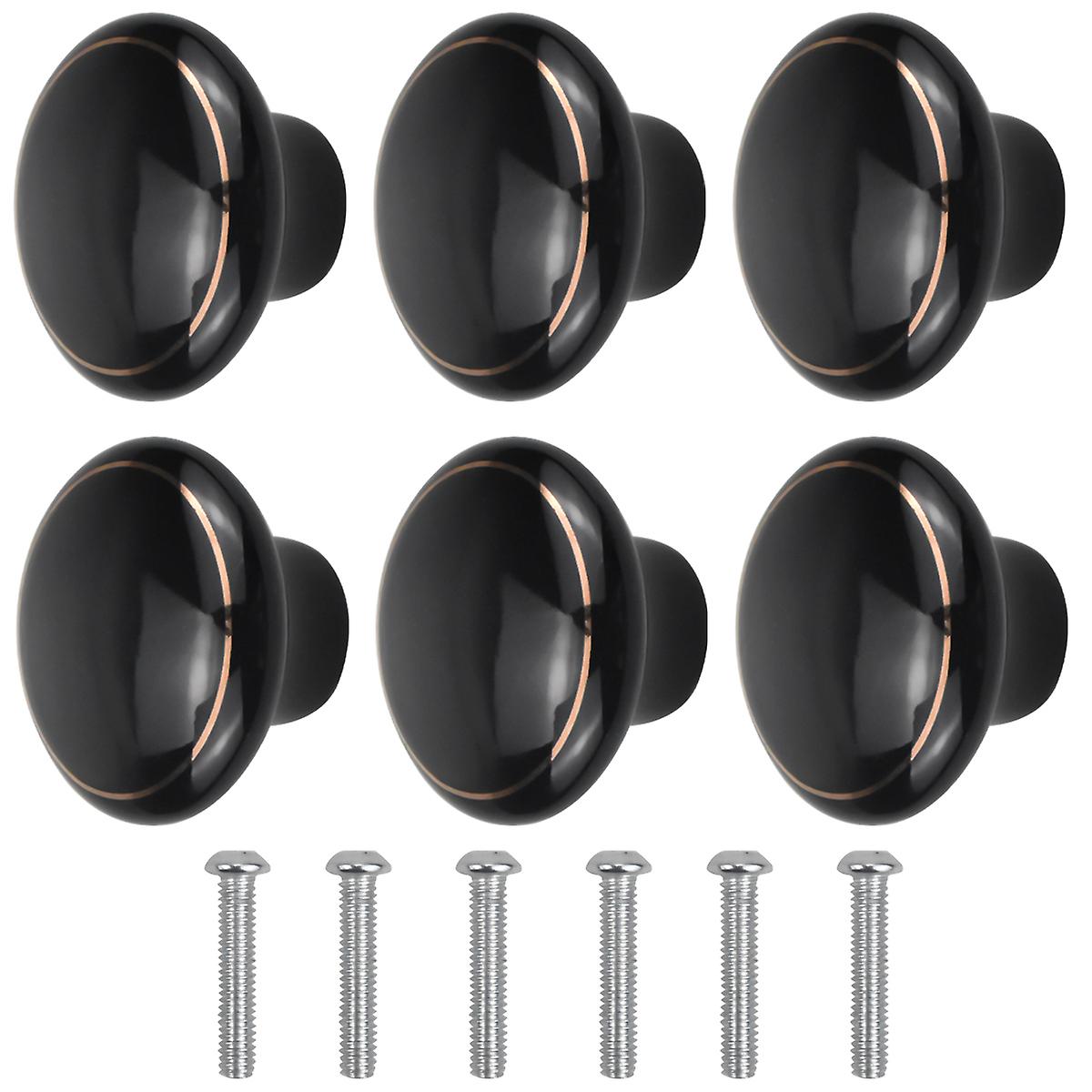 6 Pcs Ceramic Drawer Handles Black Cabinet Door Knobs Cupboard Pull