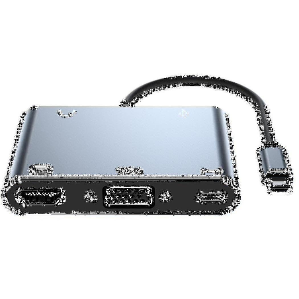 Type-c To Hdmi-compatible +vga+av+usb3.0+pd Video Multi Ports Adapter