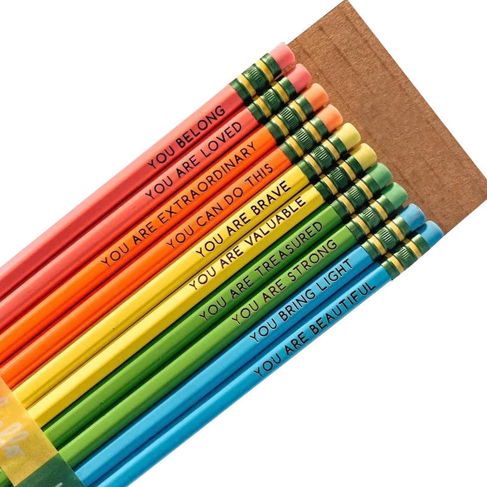 Colorful Affirmation Pencil Set Multifunctional Motivational Quotes Pencils for Boys Girls