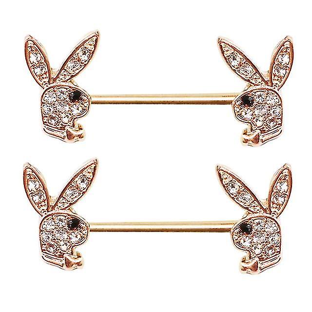 1 paire mignon lapin mamelon perçant anneau en acier inoxydable barre mamelon piercing dessin animé lapin poitrine stud corps bijoux