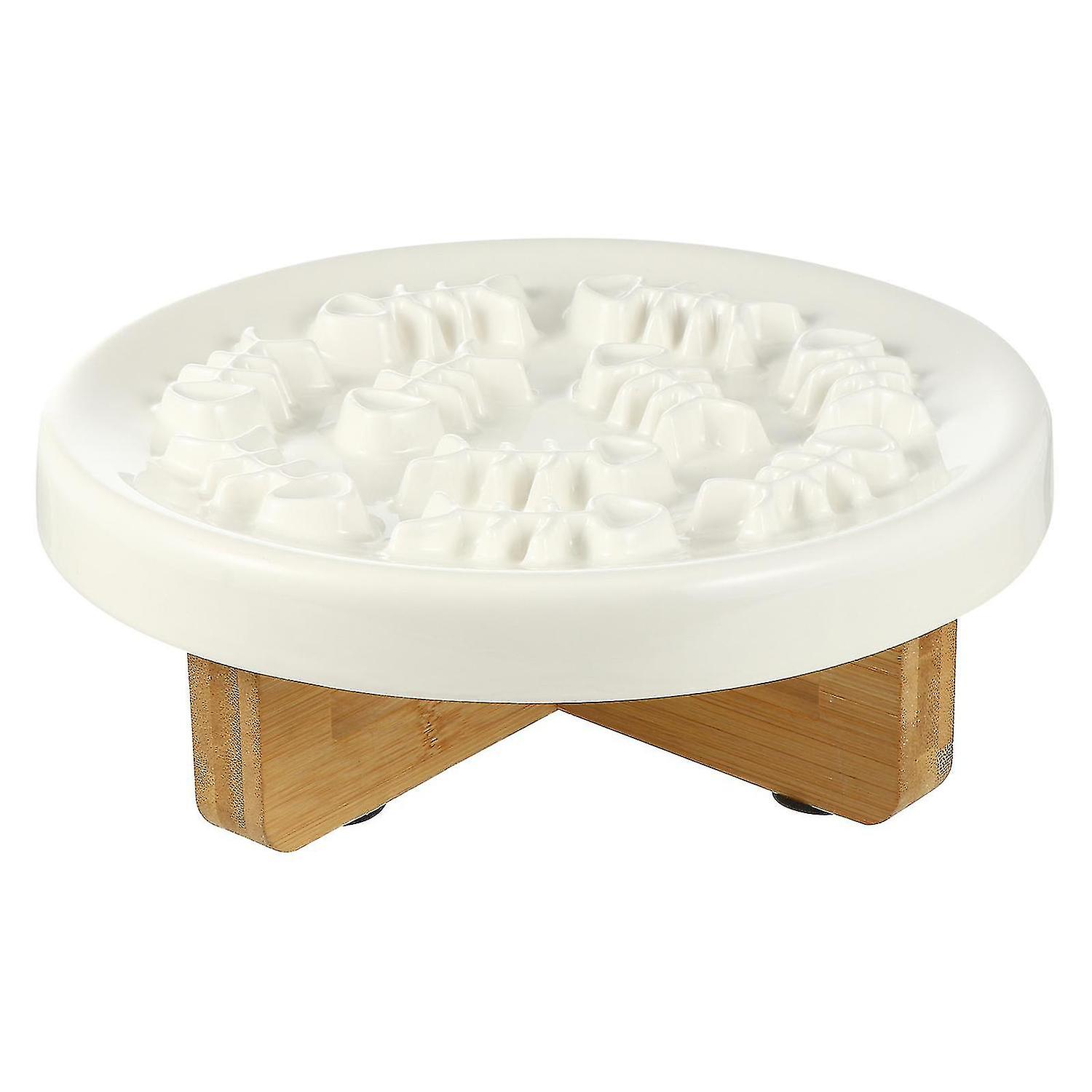1 Set Elevated Dog Slow Feeding Bowl With Raised Rack Ceramic Pet Feeder Dish