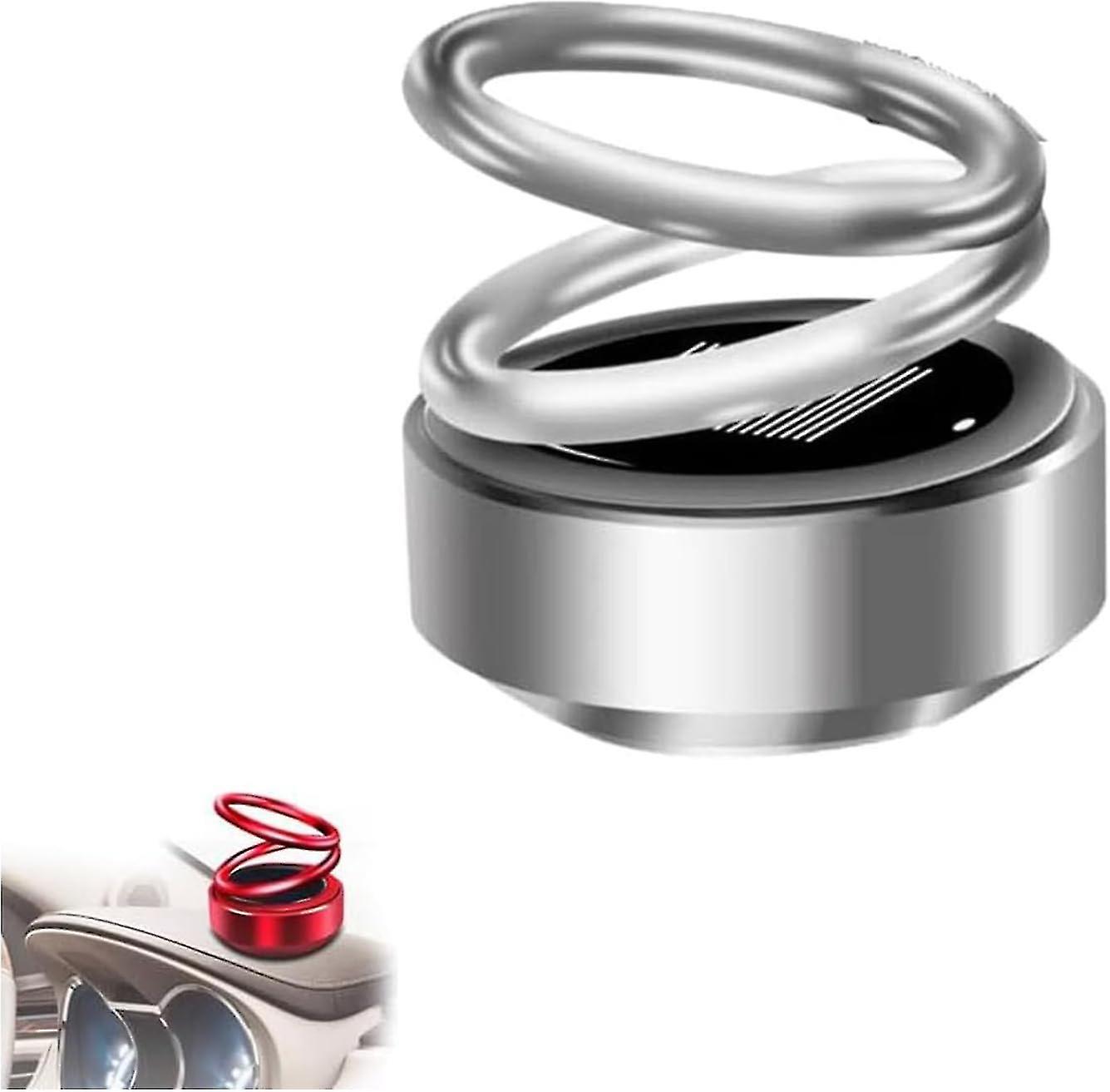 Solar Powered Rotating Aromatherapy Car Accessoriessilver