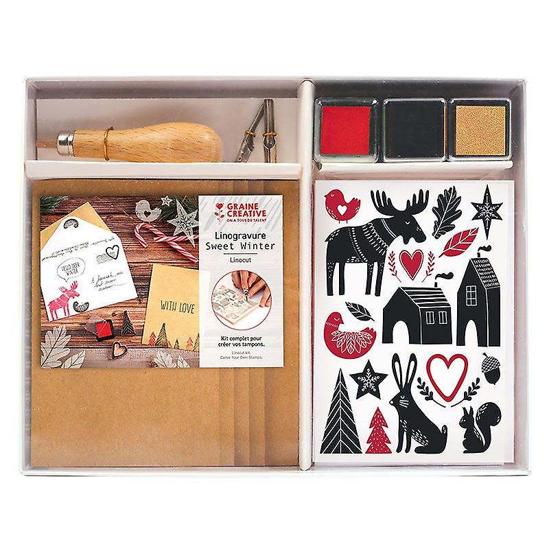 Scandinavian winter linocut kit