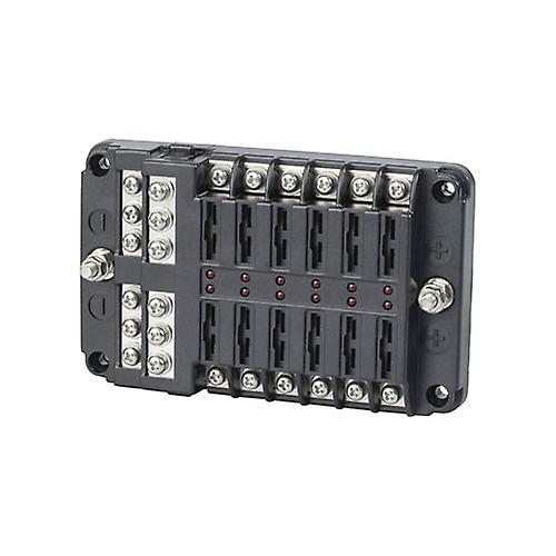 12 WAY Powertech Red LED Blown Fuse indication Block with Negative Bus Bar