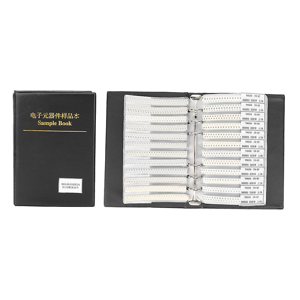 Série 0805 170 types de résistances, kits d'assortiment de composants électroniques, livre d'échantillons, noir