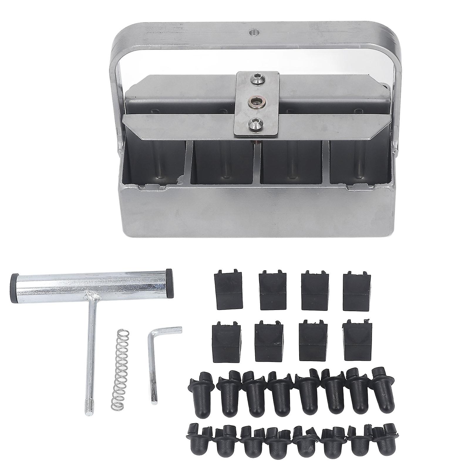 Manual Soil Block Maker Blocker Stainless Steel 2 Layer Quad Blocking Tool for Garden