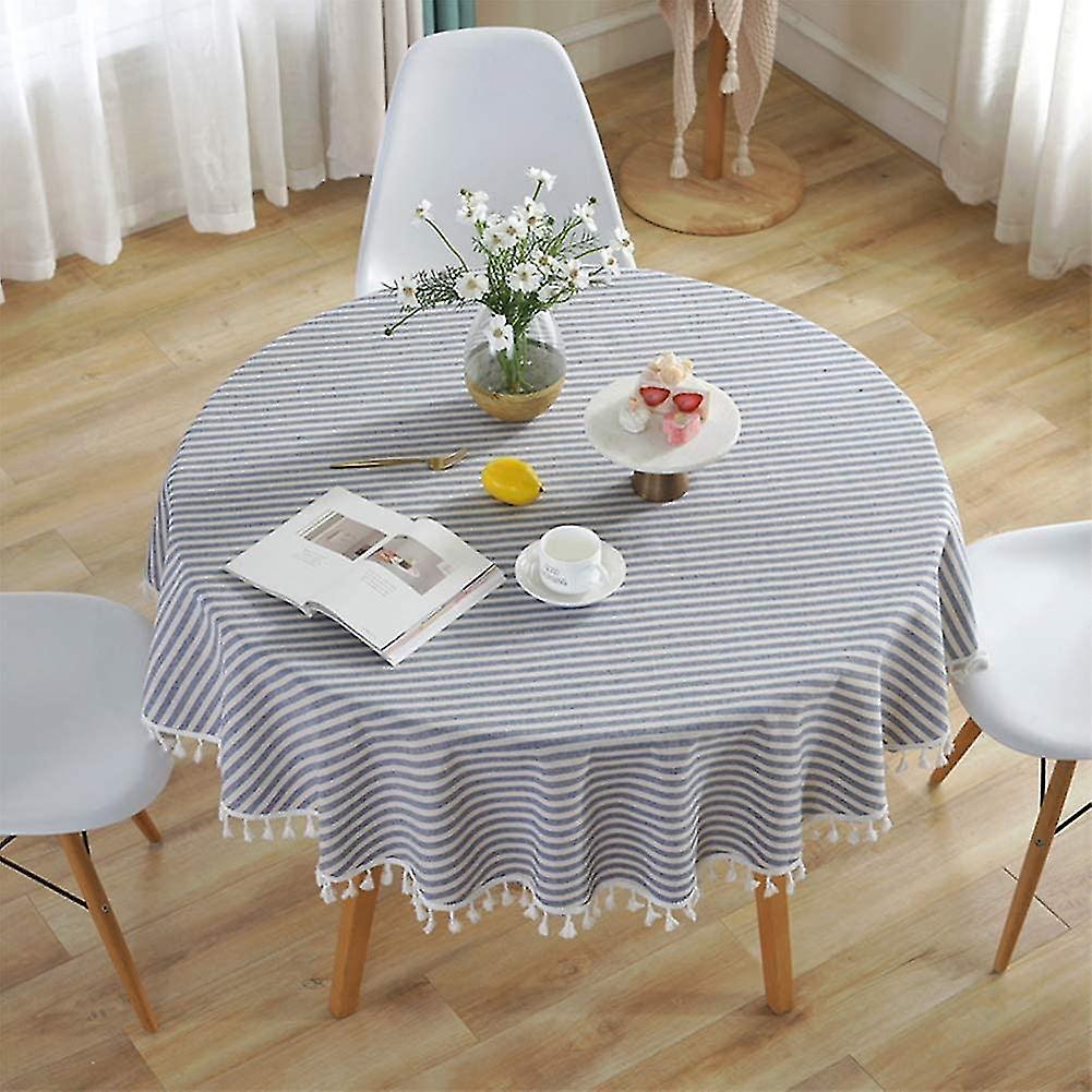 2024 Round Tablecloth Striped Tablecloths Fringe Table Runner Simple And Elegant Home Textiles For Indoor