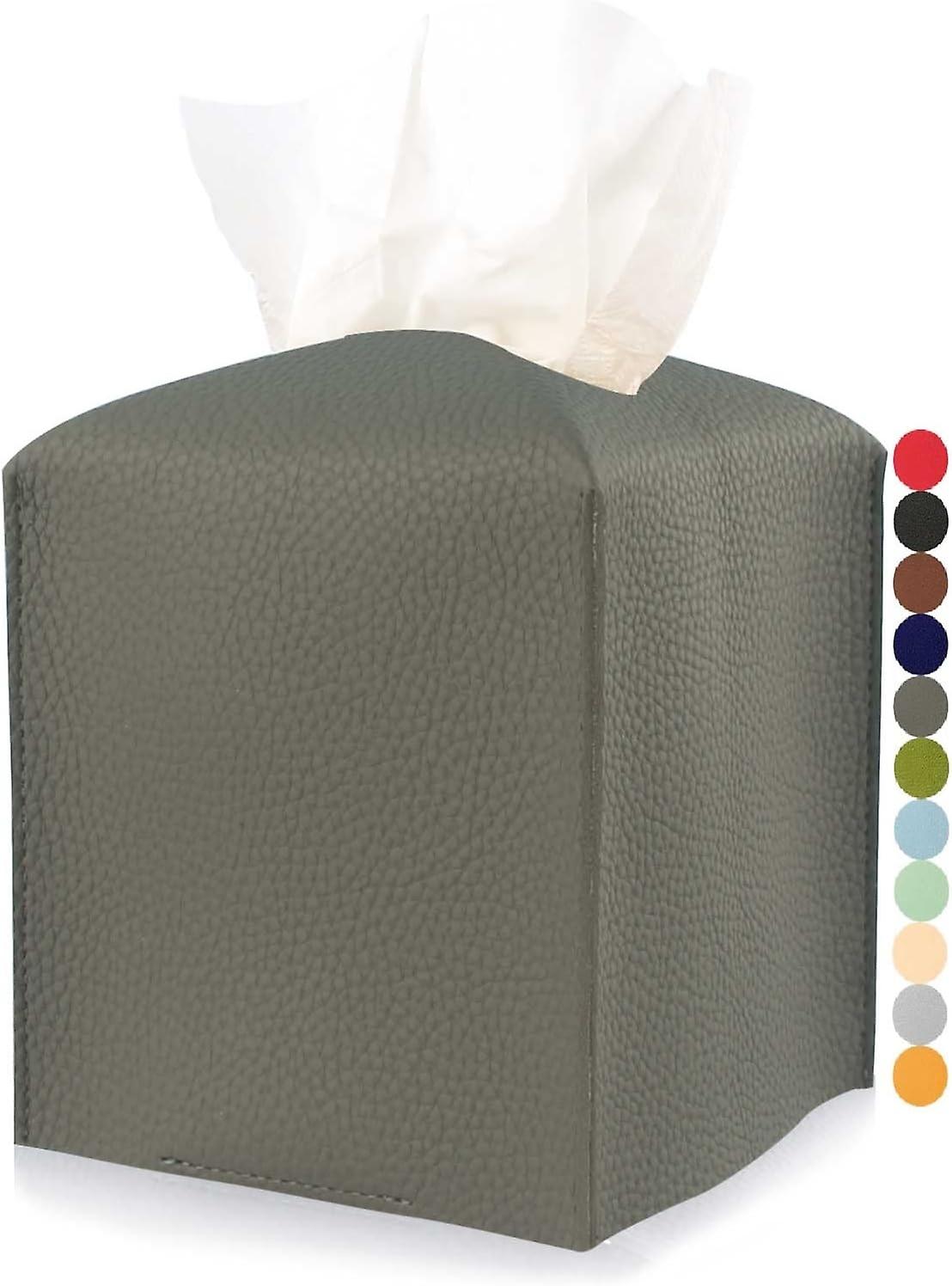 レザーティッシュボックスカバースクエア - バスルームVのためのモダンなPUレザーキューブティッシュボックスホルダー装飾