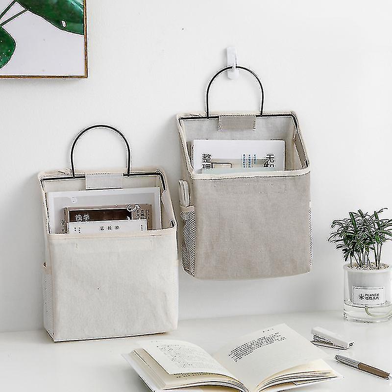 Bomuld Linned Wallmounted Opbevaringspose Væg hængende arrangør Book Magazine Holder