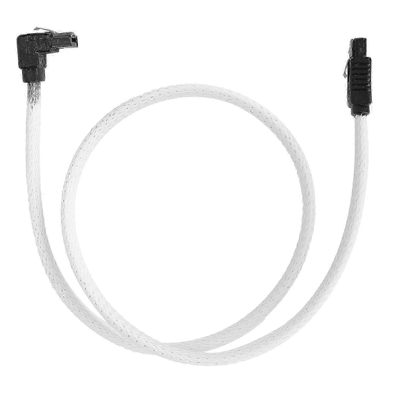 Sata Cable 3.0 SolidState Disk 8Core 7P Elbow White Data Extension Cord with Shrapnel for Speed Improving(White (elbow) )