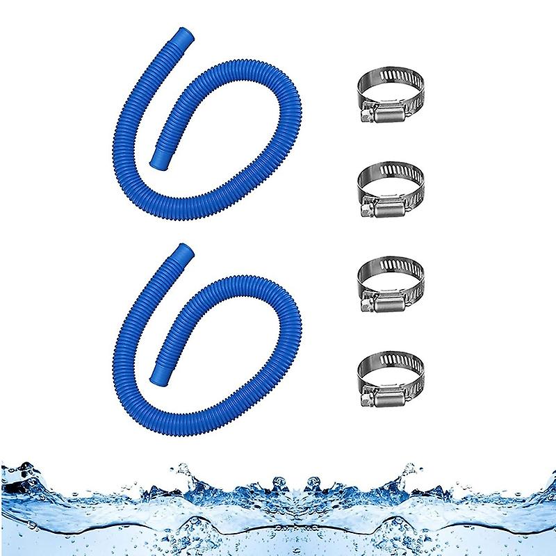 For Intex Swimming Pool 2 Hoses 4 Clamps Blue