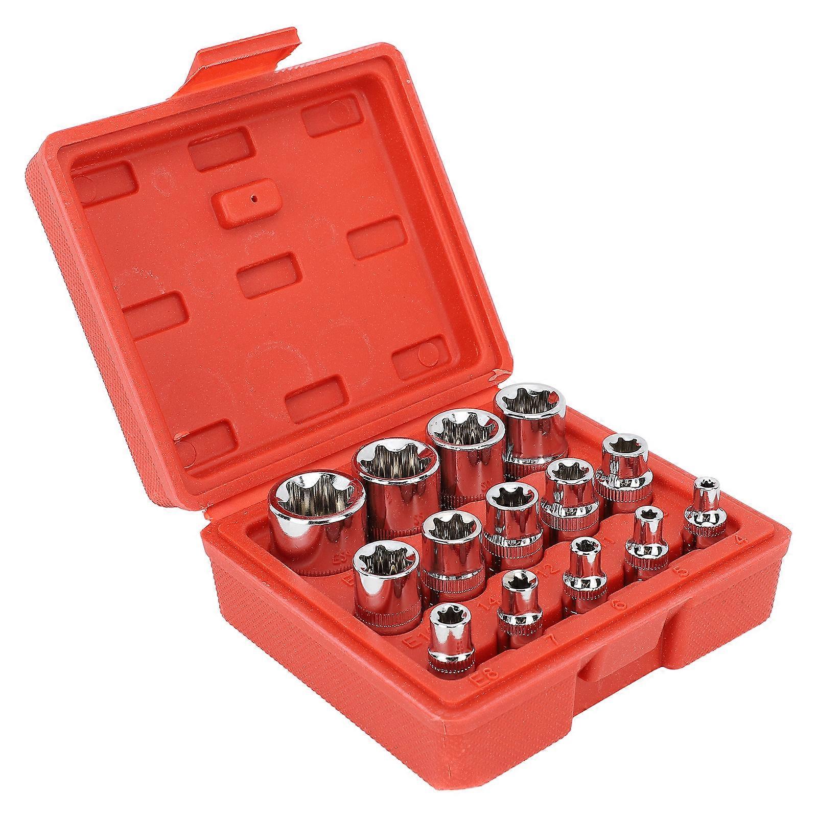 14Pcs E Star Socket Set Chrome Vanadium Steel Portable External Star Socket Set for Repair Maintenance