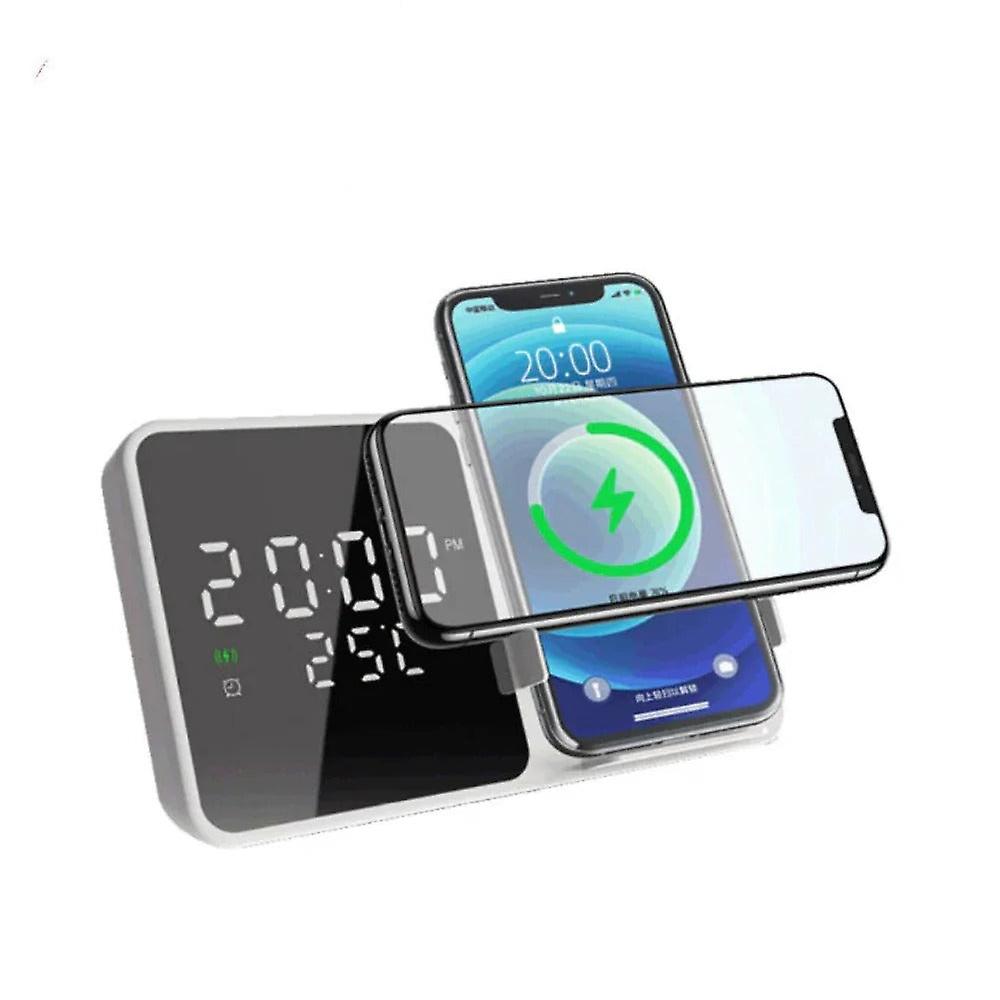 15W Wireless Charger Alarm Clock With Temperature Display For Iphone, Huawei, Samsung