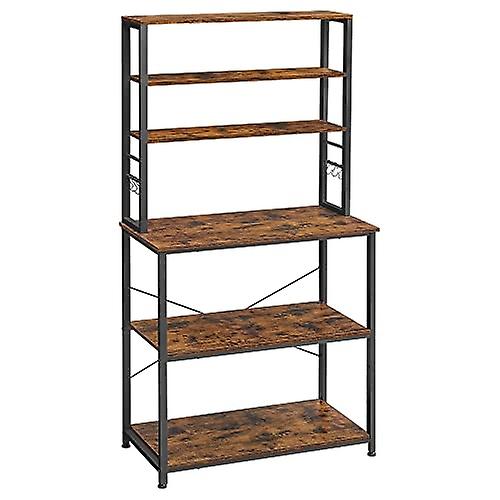 6-tier kitchen shelf with adjustable shelves and S-hooks