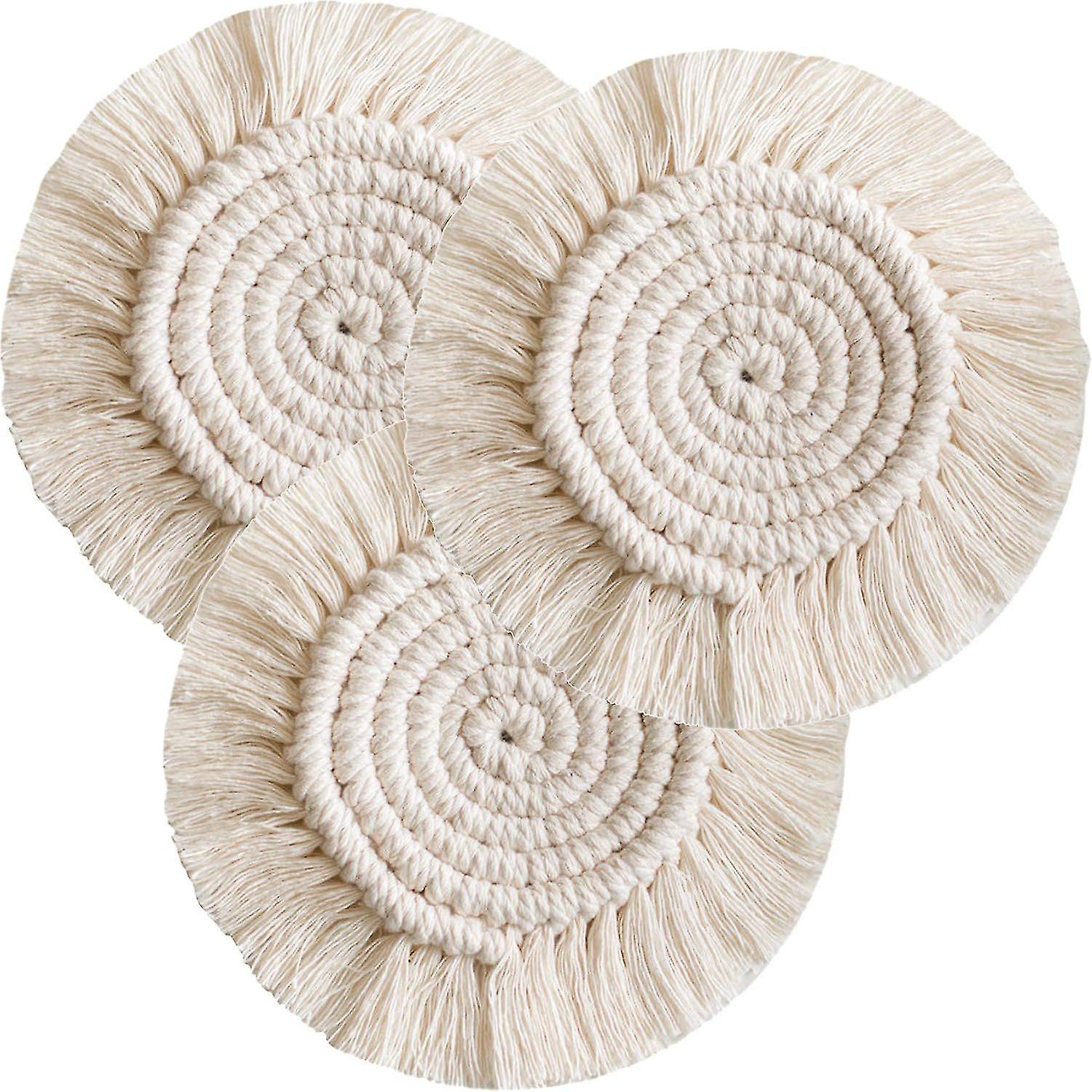 Braided Cotton Coaster Coaster Coffee Beer Mug Mat with Tassels Boho Table Decoration for Bar Restau