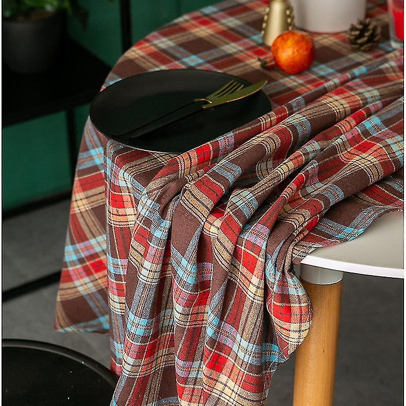 Nappe à carreaux de Noël dans le style nordic retro nappe ronde plaid américaine nappe nappe de table basse tissu