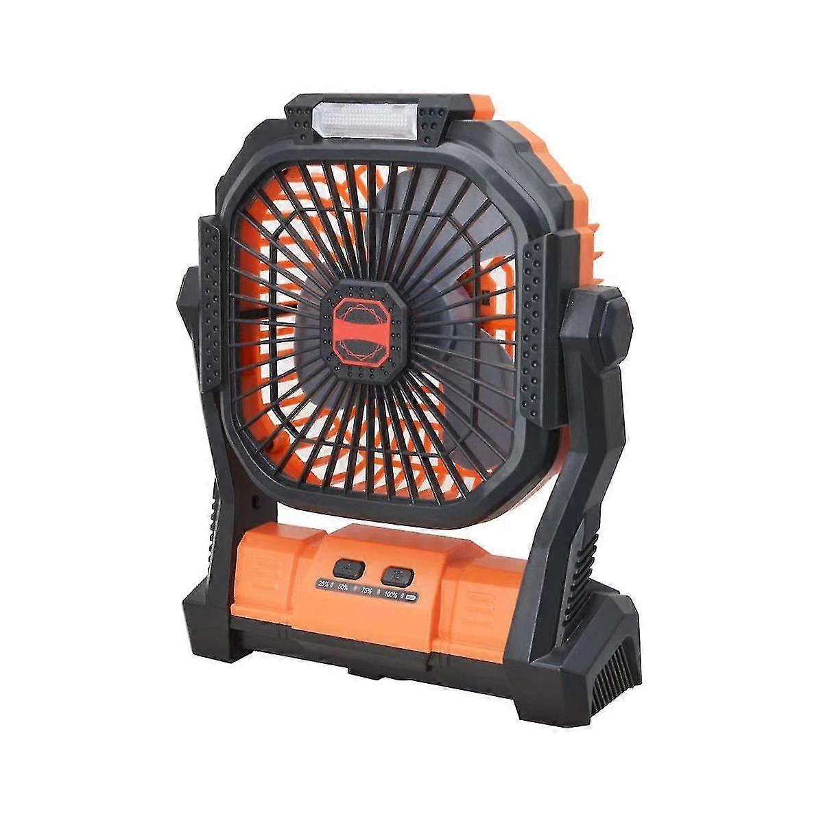 Outdoor Portable Camping Tent Fan with LED Light 7800MAh Powered Rechargeable Rotation Lantern with Hook Picnic