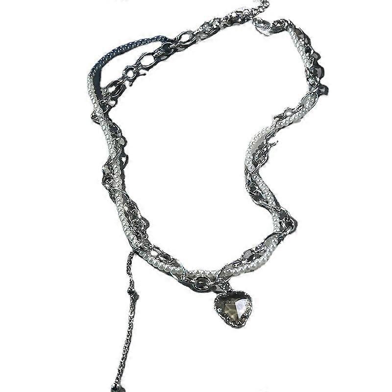 Crystal pearl heart Pendant Necklace