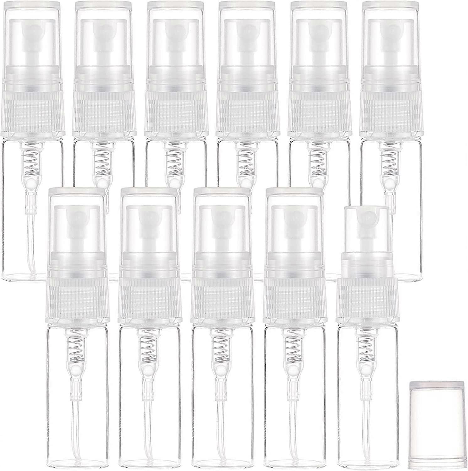 40PCS 0.1oz Mini Fine Mist Spray Bottle Transparent Glass Travel Empty Perfume Atomizer Sprayer Refillable Sample Bottle with Plastic Lid for Perfume