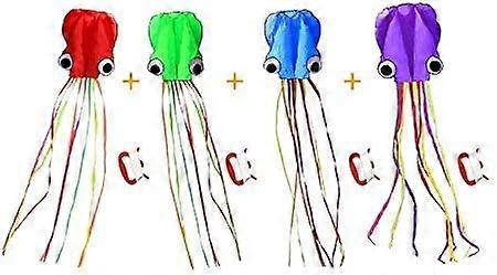 Set of 4 Large Silk Kite with Board Kite Simple to Fly Kite for Beginner Childhood Memory Pa