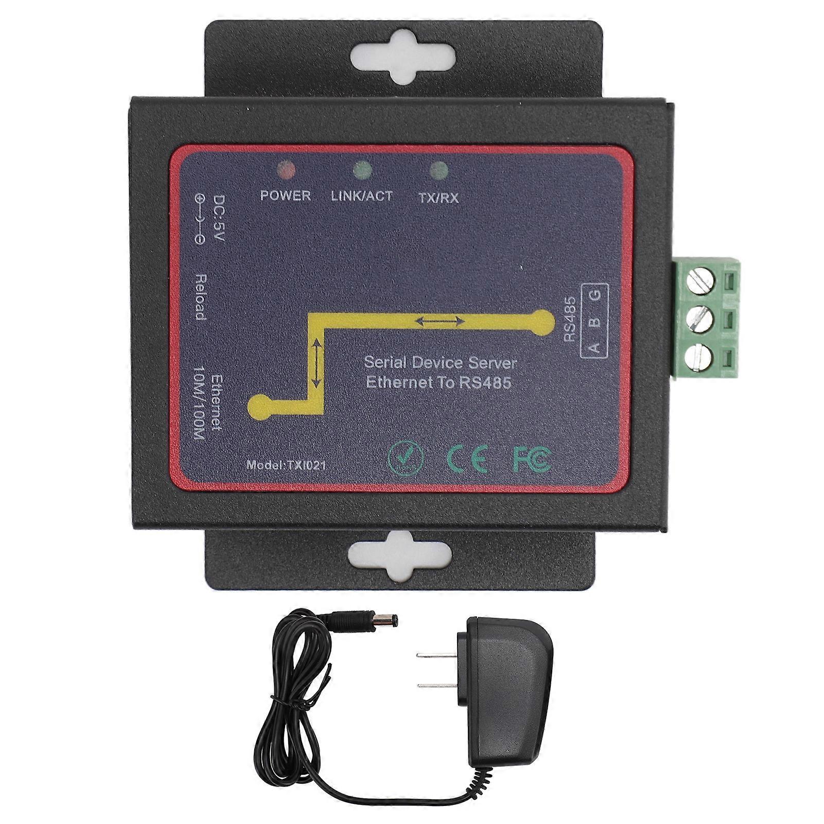 TXI021 RJ45 zu RS485 Serieller Netzwerkadapter Industriequalität TCP RTU Ethernet zu RS485 Konverter für Sensoren SPS US-Stecker 100 bis 240 V