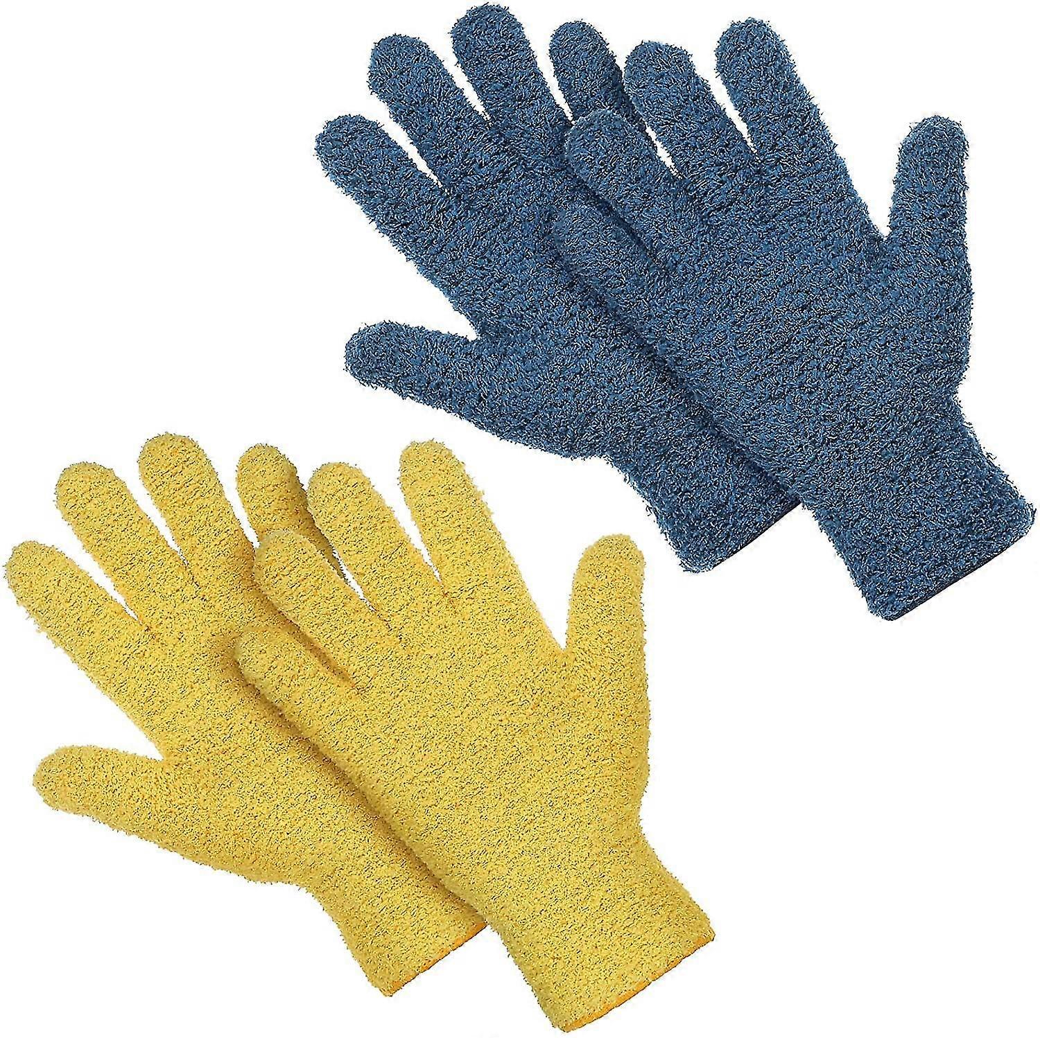 2 Pairs Microfiber Dusting Cleaning Gloves Washable Cleaning Mittens