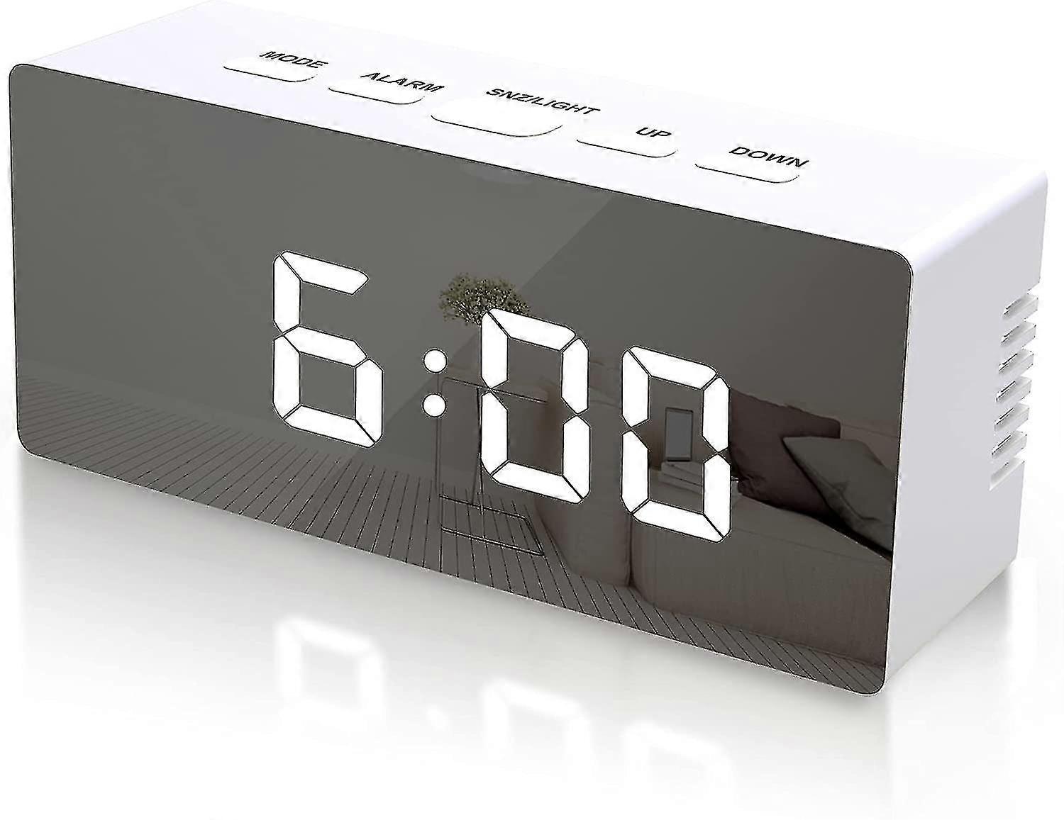Digital Mirror Alarm Clocks With Time Temperature Date( Color : White )